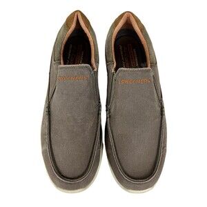 Skechers Relaxed Fit Men's Slip-on Sneaker  Size 11  Memory Foam  Taupe Canvas